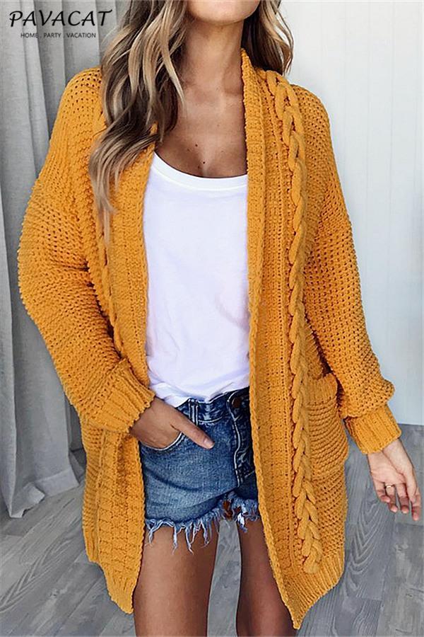 Loose Thick Knitted Long Cardigan Cardigans Aliexpress One Yellow 