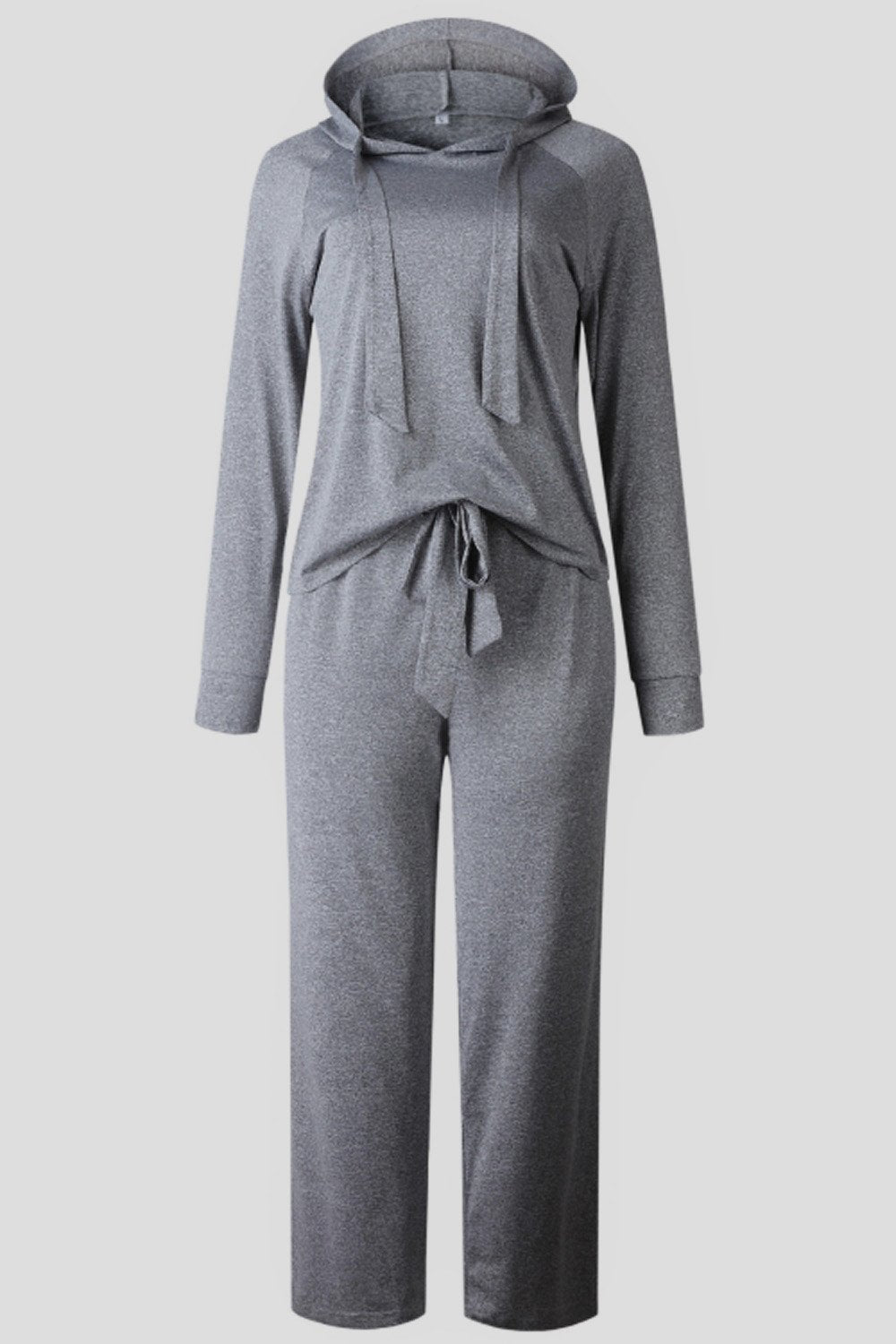 Plain Hooded Top And Pants Set - Pavacat