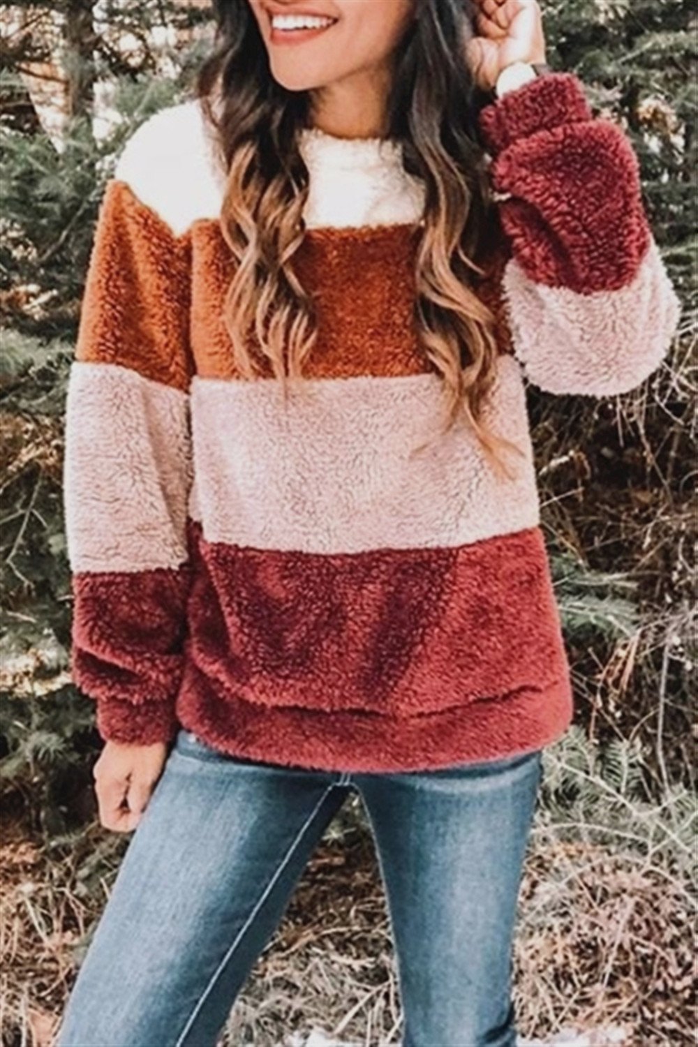 Puffy Color Block Slim Sweatshirt - Pavacat