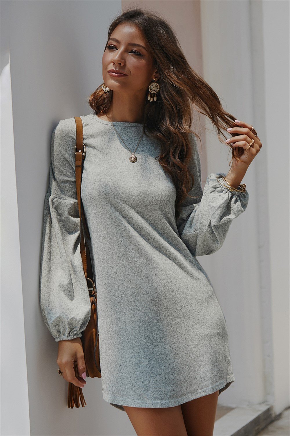 Right On Time Sweater Dress - Gray - Pavacat