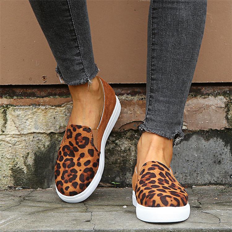 Rubber Round Toe Leopard Flats Shoes - Pavacat
