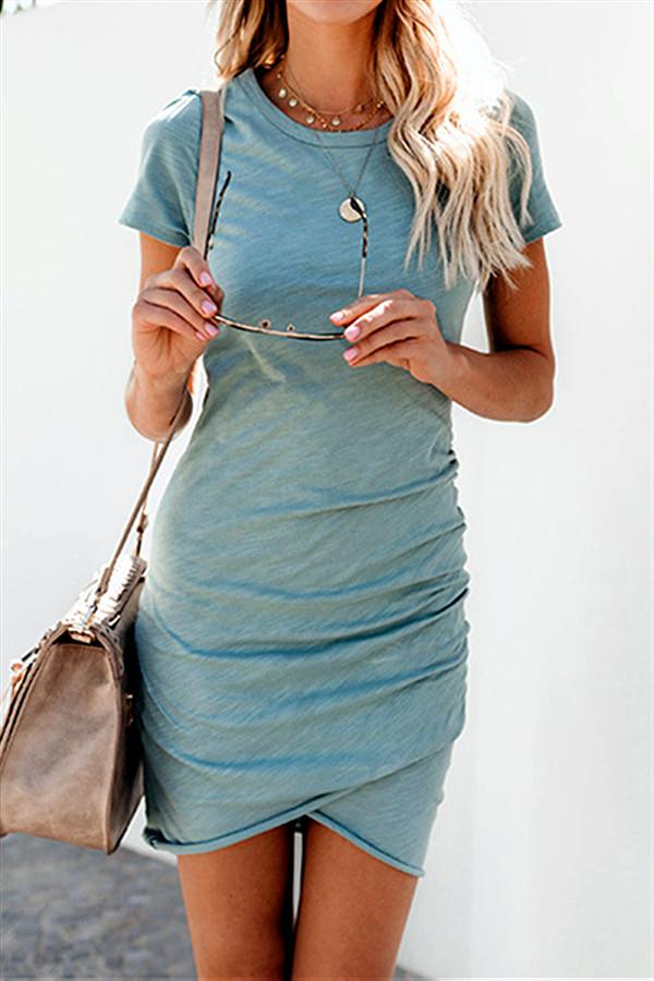 Short Sleeveless Slim Irregular Dress Dress 5201901201215 L blue 