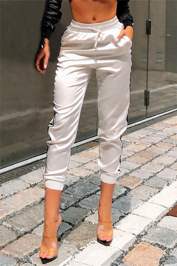 Side Striped Slim Leisure Pants Pants 5201812281308 L white 