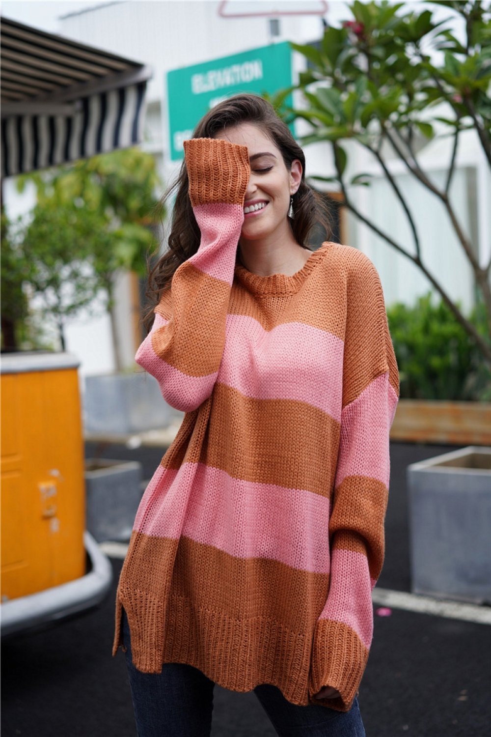 Simple Round Neck Long-sleeve Sweater - Pavacat