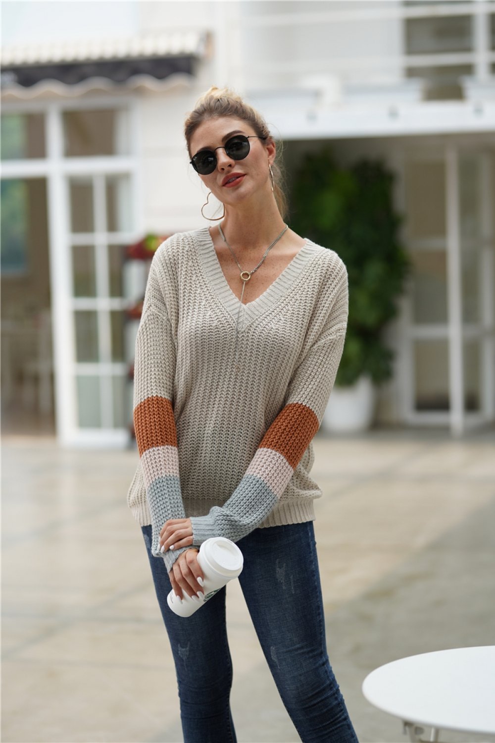 Simple Round Neck Loose Sweater - Pavacat