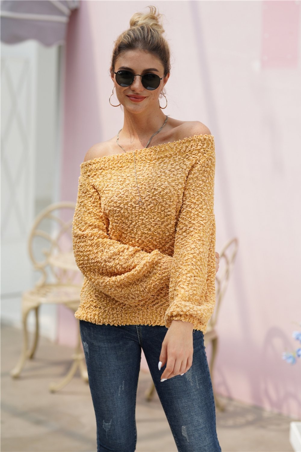 Solid Color Long-sleeve Sweater - Pavacat