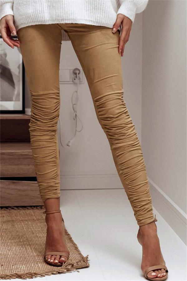 Solid Color Narrow Pants Pants 5201812281308 L khaki 