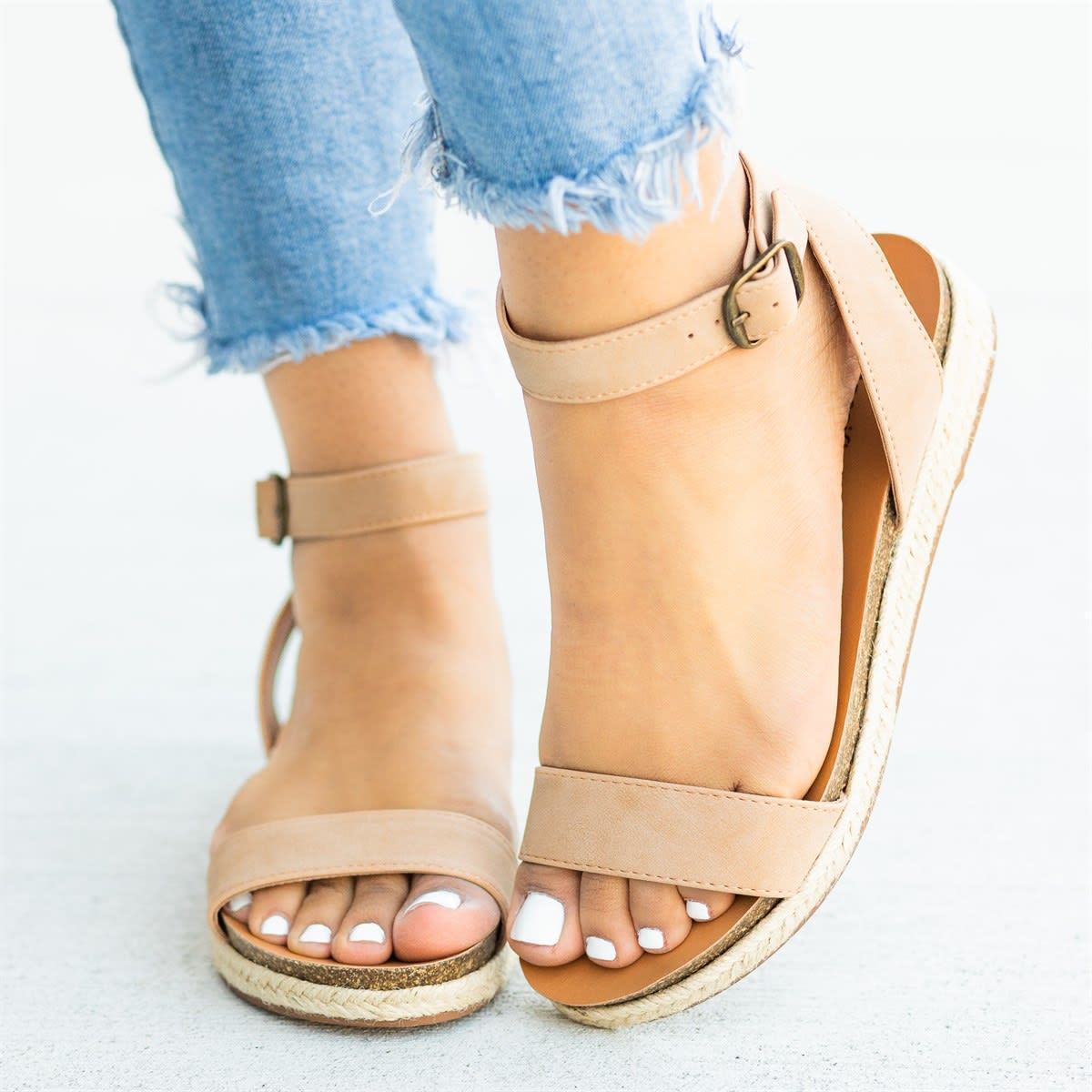 Solid Color Open Toe Sandals Sandals Pavacat US5.5(LABEL SIZE 35) Beige 