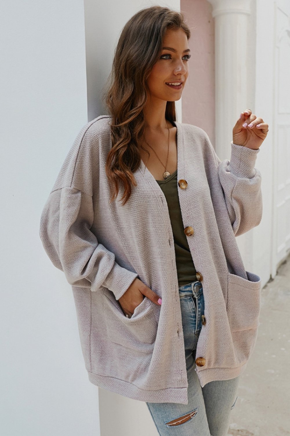Solid Color Single Breasted Cardigan - Pavacat