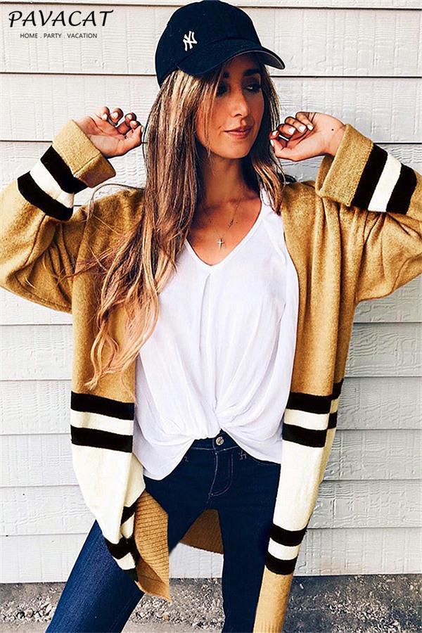 Street Fashion Striped Loose Cardigan Cardigans chicnico 