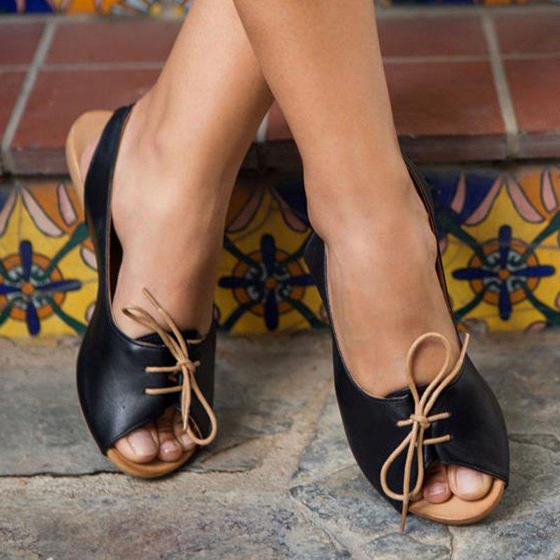 Summer Elastic Band Lace-up Peep Toe Sandals Sandals Pavacat US5.5(LABEL SIZE 35) Black 