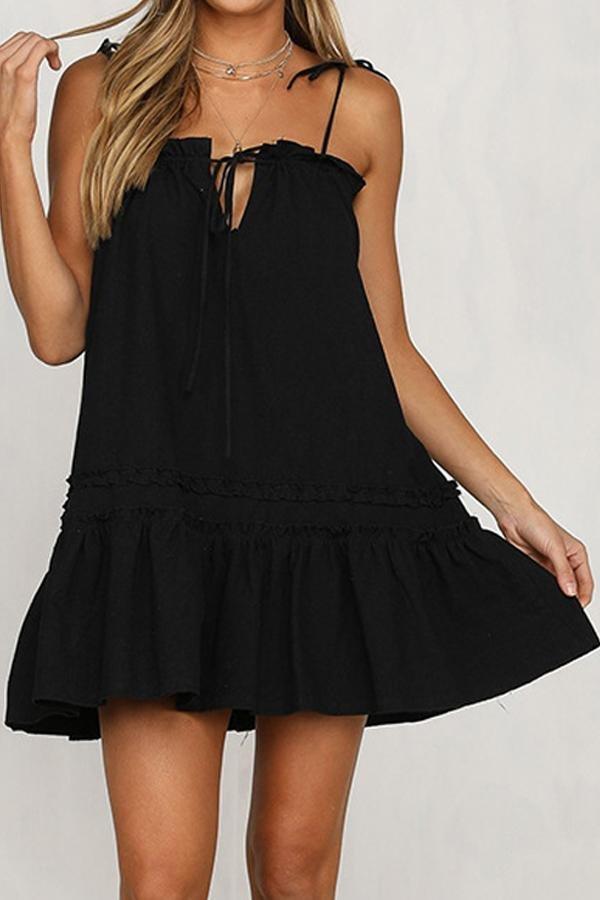 Suspender Strap Loose Dress Dress 5201905080500 L black 