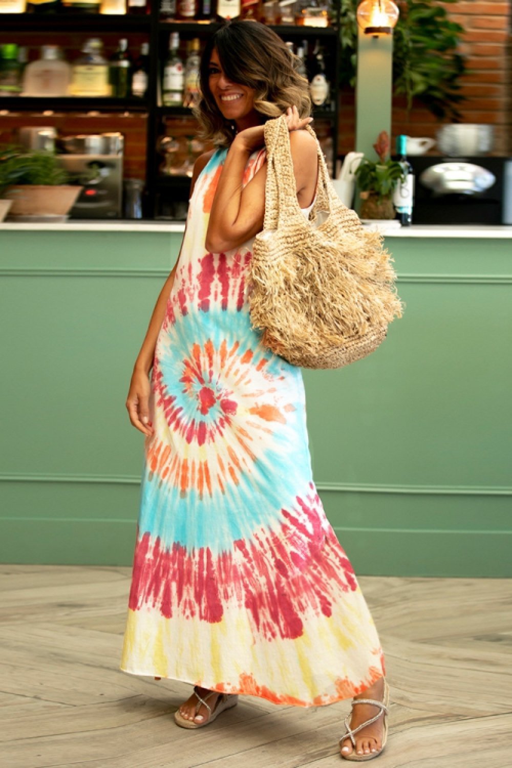 Tie-dyed Printed Casual Vest Dress - Pavacat