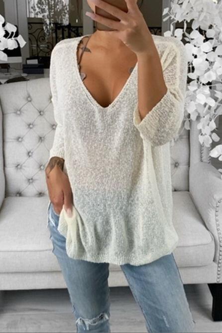 V Neck Casual Sweater - Pavacat