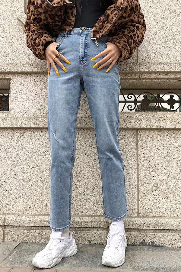 Vintage High-waisted Straight Jeans Jeans 5201902191238 L lightblue 