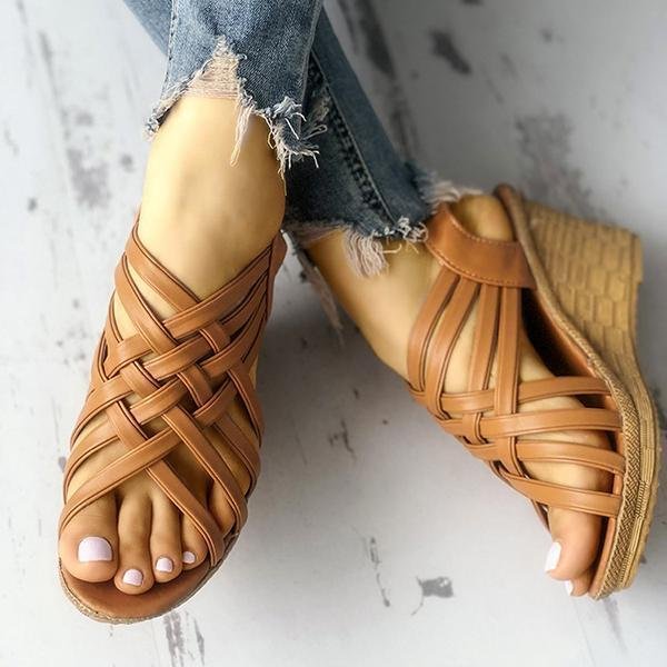 Wedge Woven Belt Sandals - Pavacat