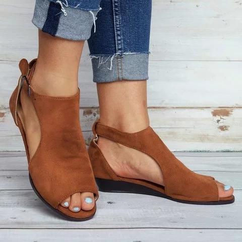 Wedges Ankle Strap Peep Toe Wedge Sandals Sandals Pavacat US5.5(LABEL SIZE 35) Dark Brown 