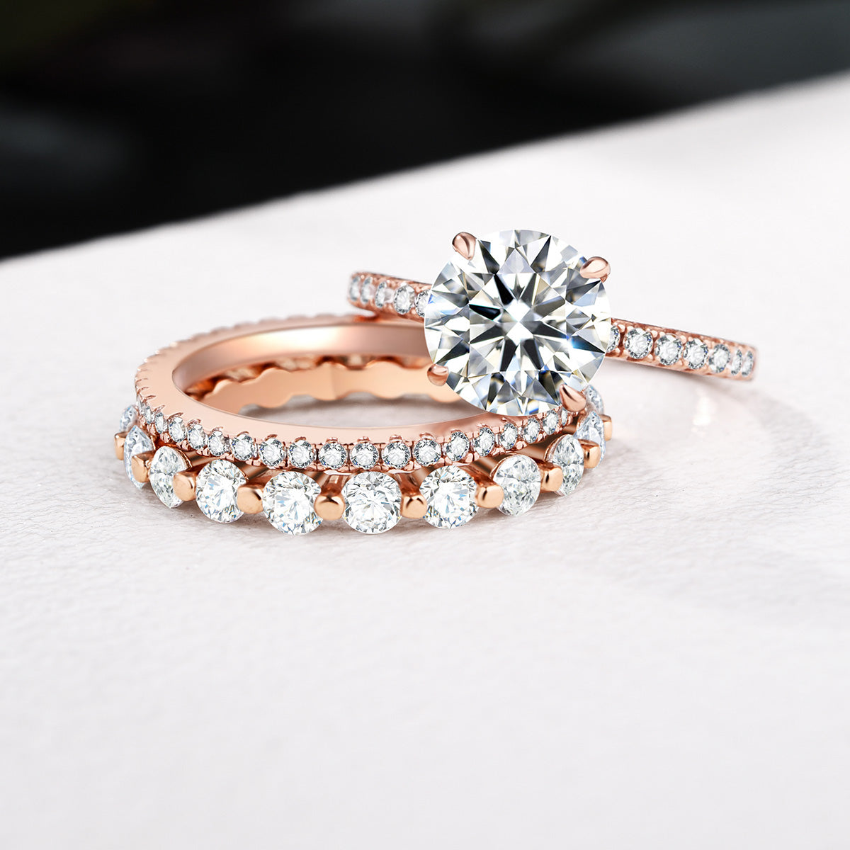 Rose gold clearance solitaire wedding set