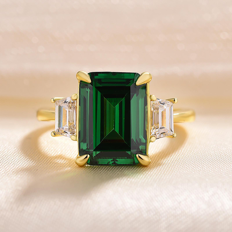 14k Green Emerald Ring with Diamonds – Emily Amey