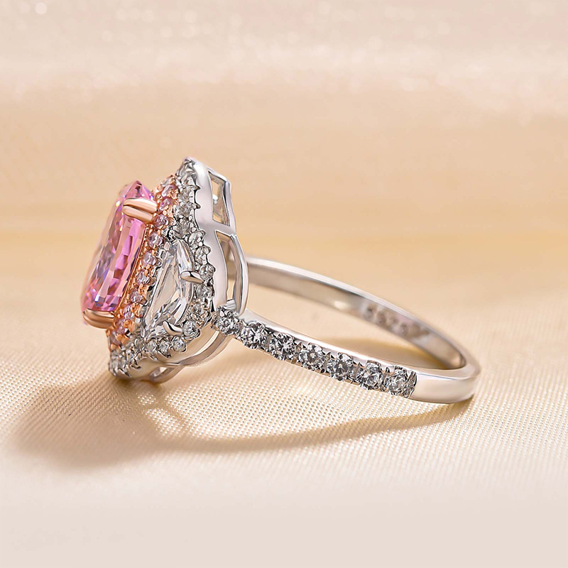 Pink Sapphire Halo Engagement Ring