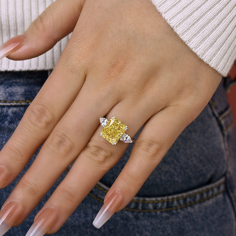 Yellow Sapphire 4.0ct Emerald Cut Three Stone Engagement Ring from Black  Diamonds New York
