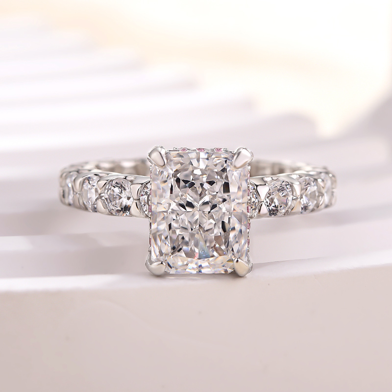 Unique Crushed Ice Radiant Cut Engagement Ring For Women