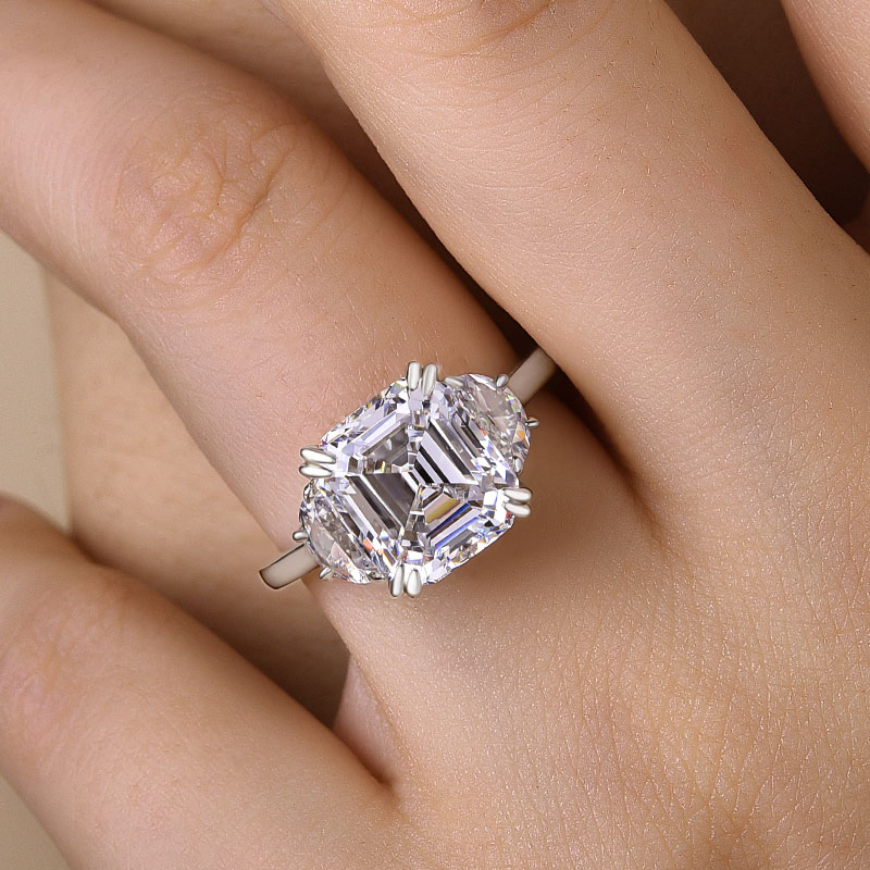 Unisex Wedding 0.88+ Asscher Cut Half Eternity Diamond Engagement Ring,  Size: 6 at Rs 60199 in Surat
