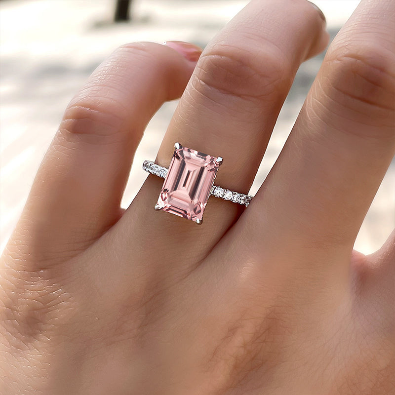 Emerald cut 2025 morganite ring