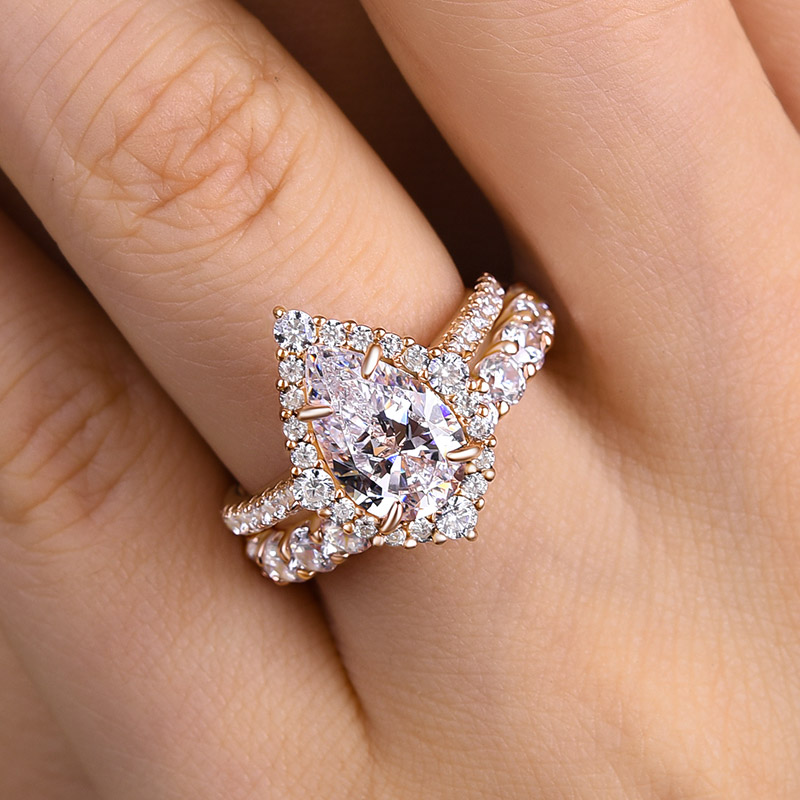5.02 CTW PEAR SHAPE DIAMOND WEDDING RING SET G SI3-I1 (Includes a Matching  Wedding Ring)