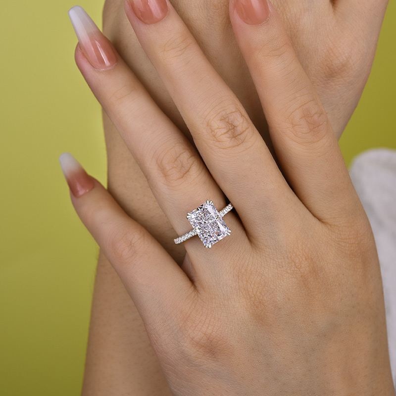 Elegant Radiant Cut Sona Simulated Diamond Engagement Ring In Sterling  Silver