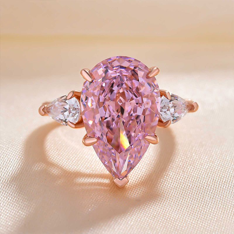 Purple Pink Sapphire Diamond Engagement Ring Rose Gold Marquise Ring