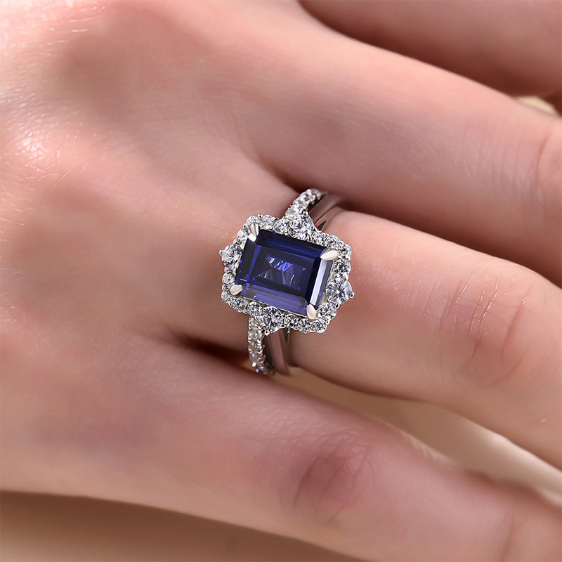 Blue sapphire and sales emerald ring