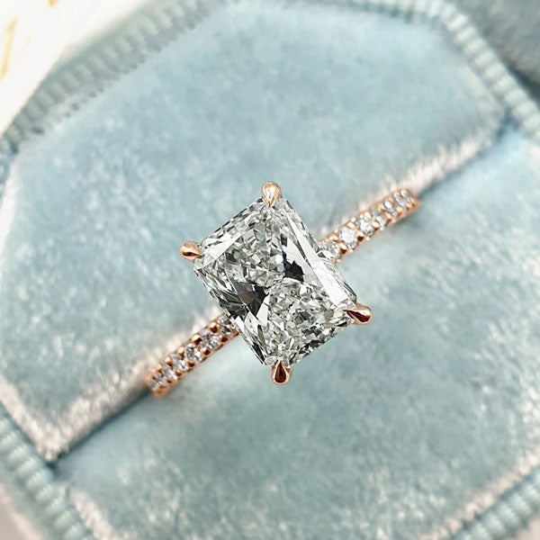 Unique Cushion Cut Women's Engagement Ring In Sterling Silver