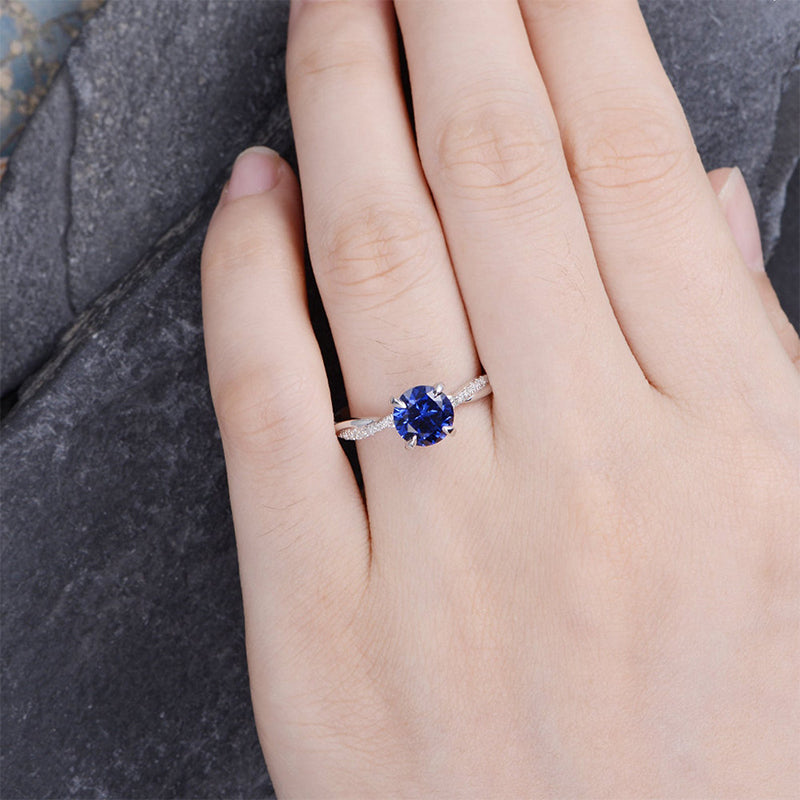 Large Ceylon Blue Sapphire Engagement Ring Gold 3 Stone Diamond Ring | La  More Design