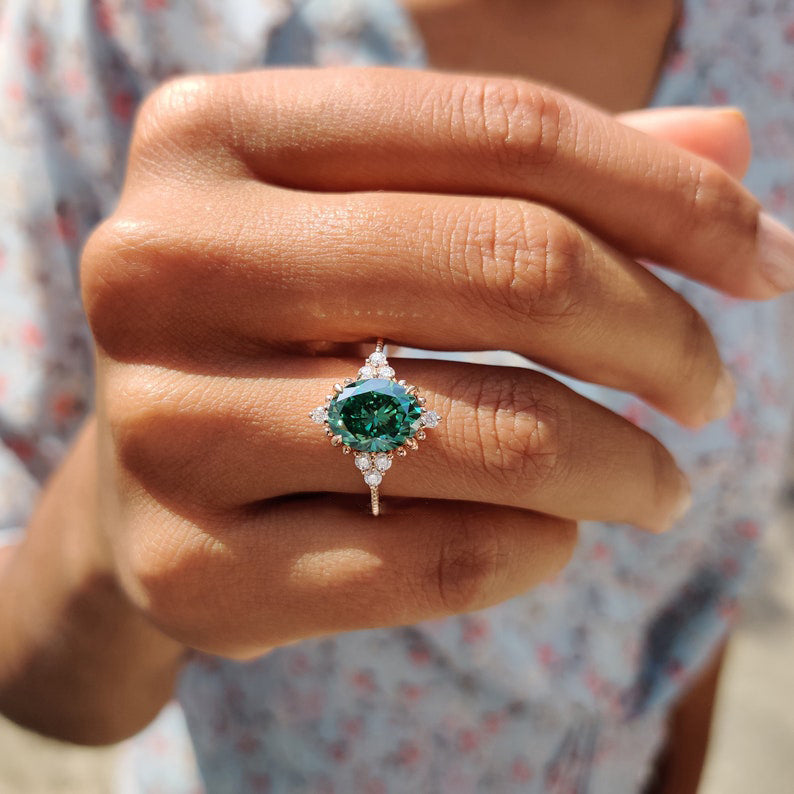 Art Deco Paraiba Tourmaline Engagement Ring Set Rose Gold Paraiba newest Tourmaline Antique Wedding Ring Set Green Paraiba Tourmaline Ring Set