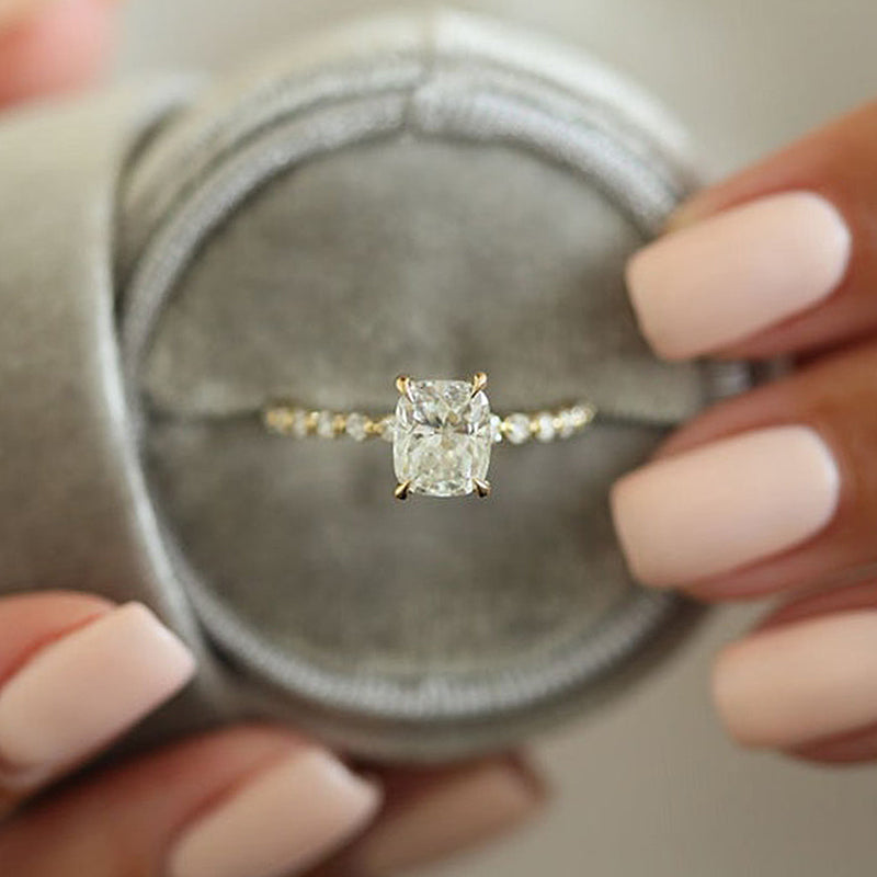 Gold cushion cut 2024 engagement rings