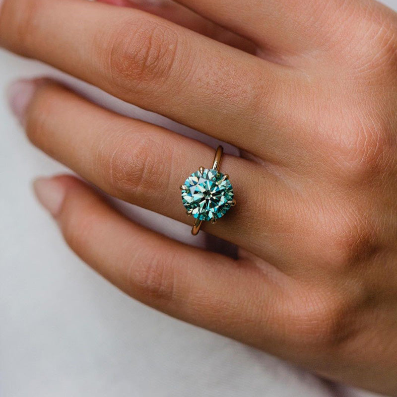 Indicolite tourmaline and round brilliant cut diamond ring in 18k rose  gold. | AHEE Jewelers