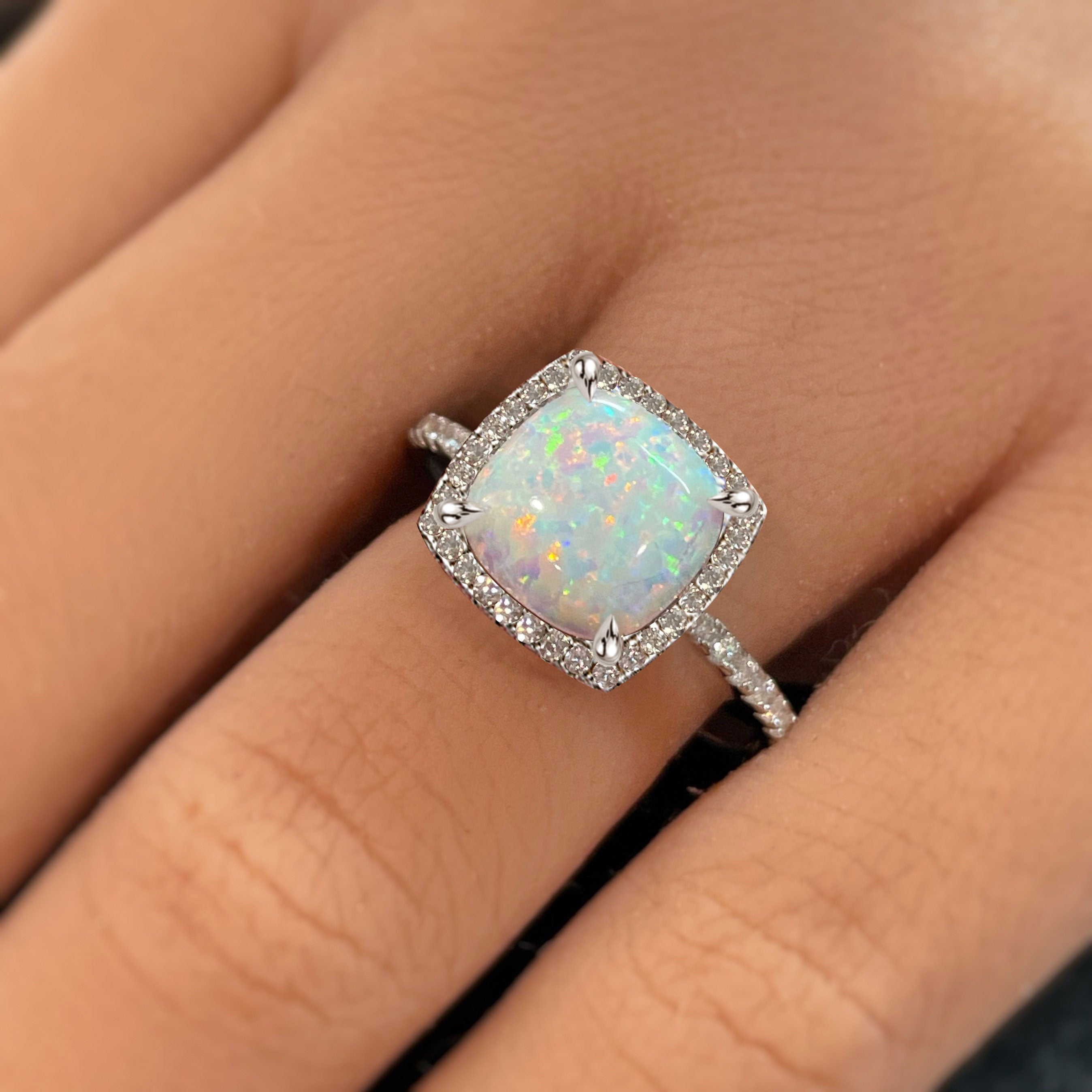 Cushion shop cut opal