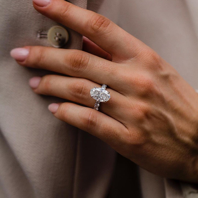 2 CT Oval & Round Cut Diamond Ring, Gorgeous Solitaire With Accents outlets Engagement Ring, 925 Sterling Silver Ring, Simulated Diamond Ring