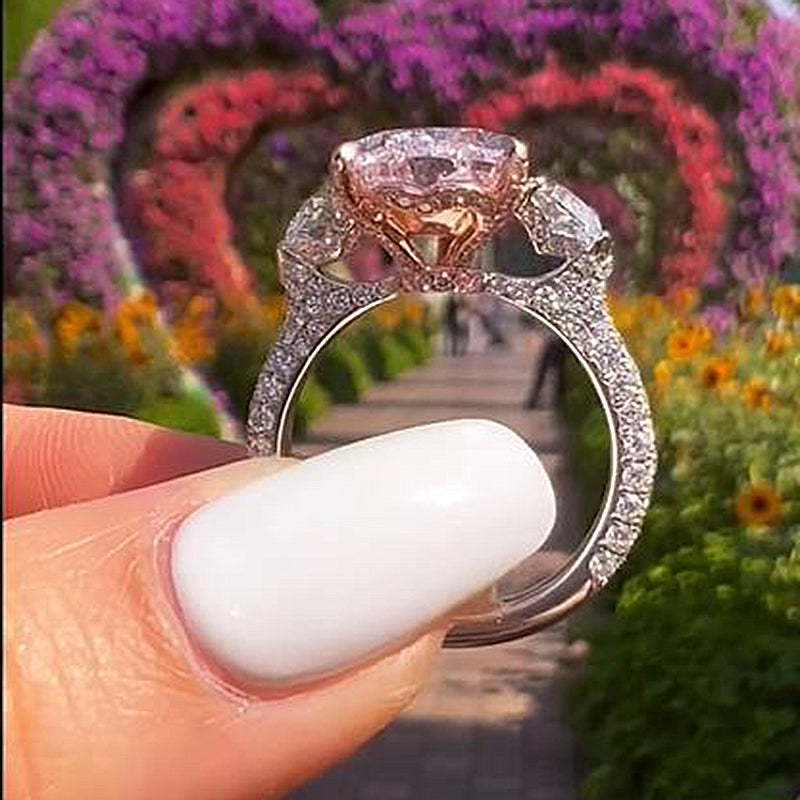 Pink stone and diamond on sale ring