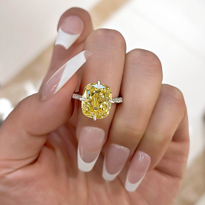 White Gold 1 7/8 Canary Yellow Diamond 3-stone Engagement Ring -  Handcrafted By Name My Rings™