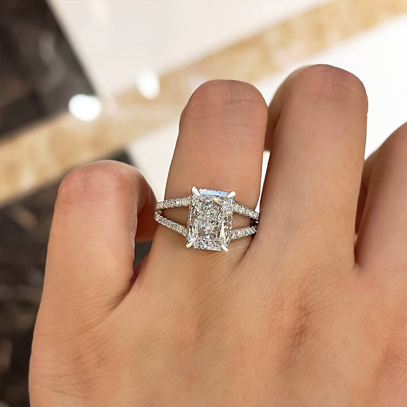 Unique radiant cut deals engagement rings