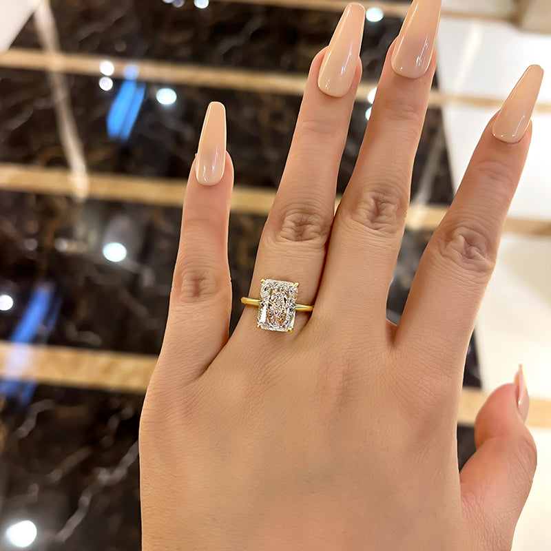 Gold radiant store cut engagement rings