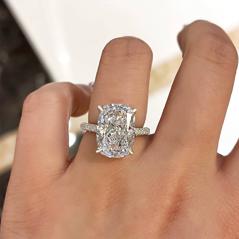 Elongated cushion shop engagement ring