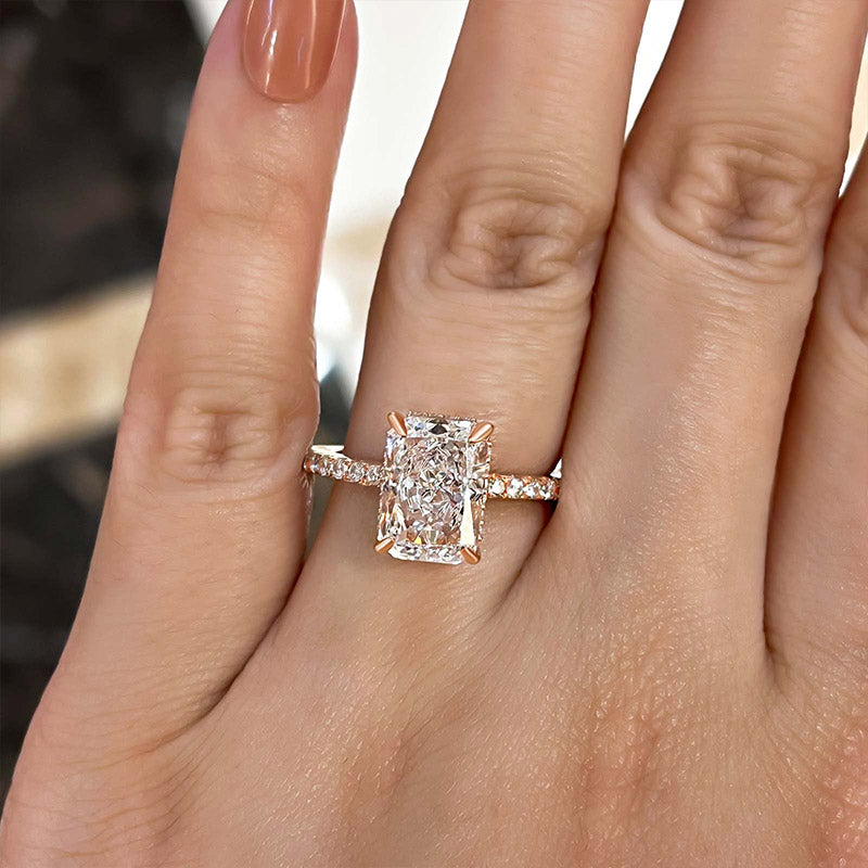 Women's Diamond Engagement Rings 14K White Gold Plated Sterling Silver  Moissanite Ring Twist Flower Wedding Band Diamond Jewelry - AliExpress
