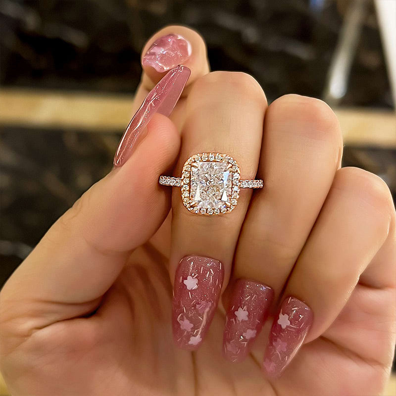 EMERALD-CUT HIDDEN HALO ENGAGEMENT RING IN 18K GOLD WITH DIAMONDS |  Necker's Jewelers