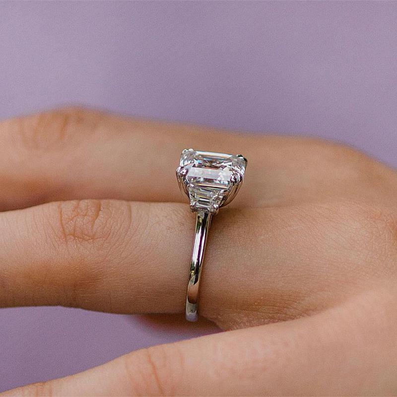 2.30 Ct White Asscher cut diamond Engagement Ring in 925 Sterling Silver,solitaire ring,Wedding ring,Gift For women, fashion Three stone ring, gifts