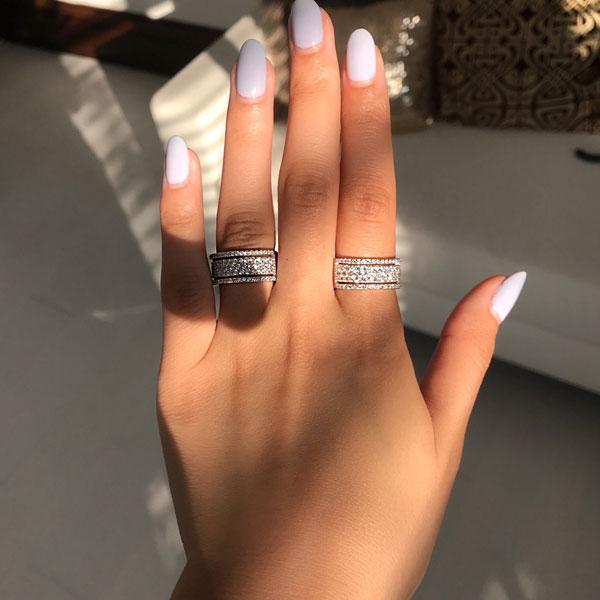 Womens wide band on sale rings