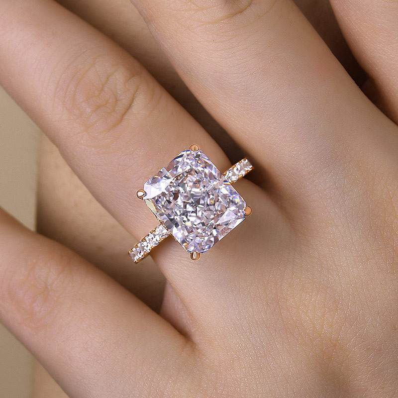 Radiant cut engagement 2025 rings rose gold