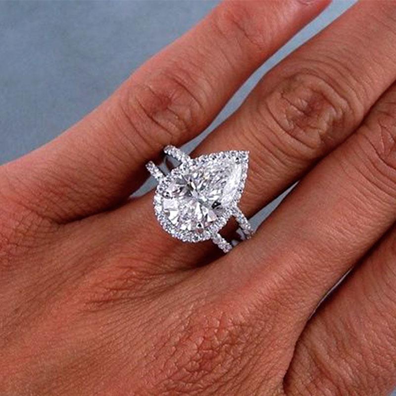 Pear shaped white sapphire engagement rings sale